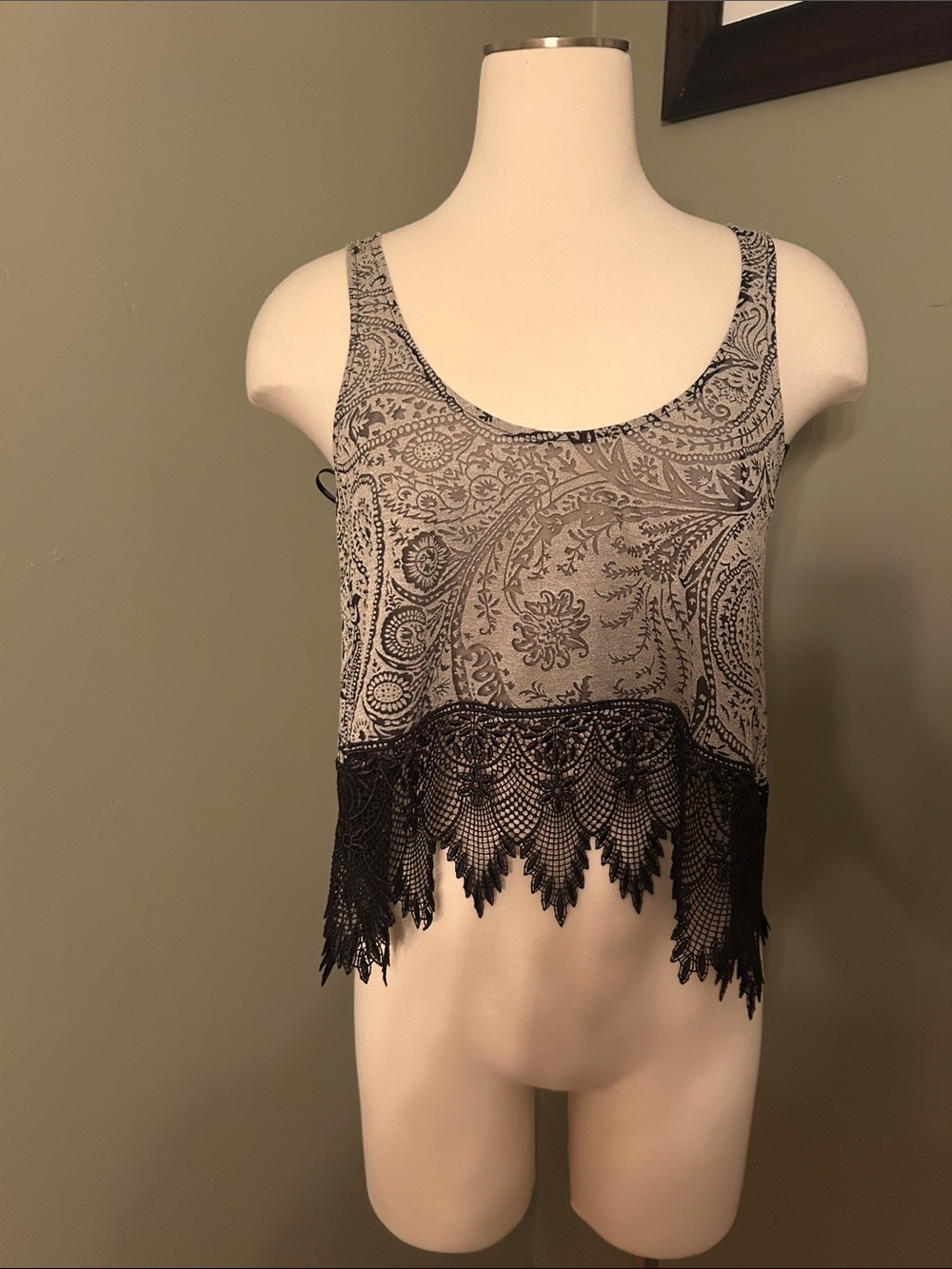 Free People Boho Black and White Tank